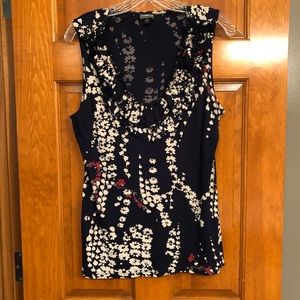 Express tank top with ruffle neck
